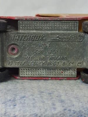 Vintage Matchbox Superfast 75 series 1977 Jeep CJ6 Lesney Prod. Red Tan No 53 - Thumbnail 7