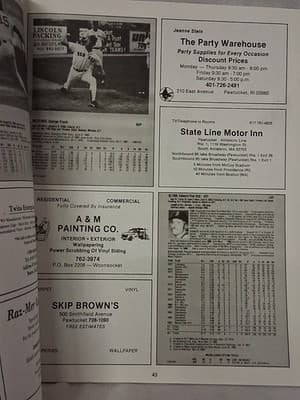 1984 PAWTUCKET RED SOX AAA BASEBALL PROGRAM SCORECARD - Thumbnail 9