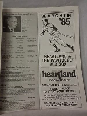 1984 PAWTUCKET RED SOX AAA BASEBALL PROGRAM SCORECARD - Thumbnail 11