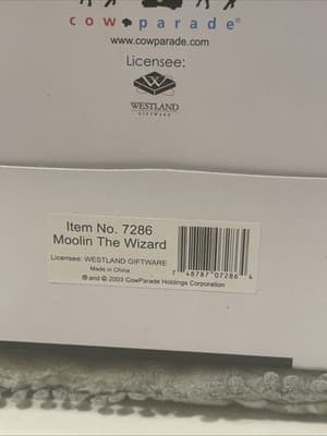 ✨ CowParade "Moolin The Wizard" 2003 #7286 – EXCELLENT w/ Original Box & Tag! - Thumbnail 5