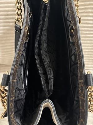 CALVIN KLEIN Brown Signature CK Chain Handle Medium Tote Off White Colorblock - Thumbnail 13