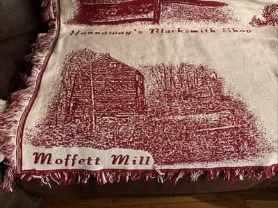HISTORICAL LANDMARKS (1871 Lincoln Rhode Island) FRINGED WOVEN TAPESTRY BLANKET - Thumbnail 2
