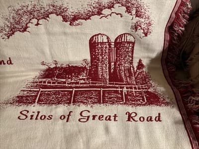 HISTORICAL LANDMARKS (1871 Lincoln Rhode Island) FRINGED WOVEN TAPESTRY BLANKET - Thumbnail 9