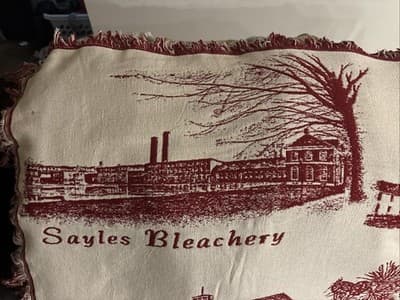HISTORICAL LANDMARKS (1871 Lincoln Rhode Island) FRINGED WOVEN TAPESTRY BLANKET - Thumbnail 4
