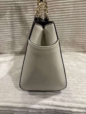 CALVIN KLEIN Brown Signature CK Chain Handle Medium Tote Off White Colorblock - Thumbnail 8