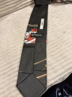Vtg 1995 Firefighter Fireman Ralph Marlin polyester neck tie Dalmatian - Thumbnail 4
