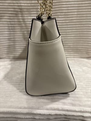 CALVIN KLEIN Brown Signature CK Chain Handle Medium Tote Off White Colorblock - Thumbnail 6