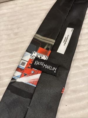 Vtg 1995 Firefighter Fireman Ralph Marlin polyester neck tie Dalmatian - Thumbnail 5