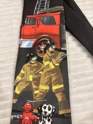 Vtg 1995 Firefighter Fireman Ralph Marlin polyester neck tie Dalmatian - Thumbnail 3