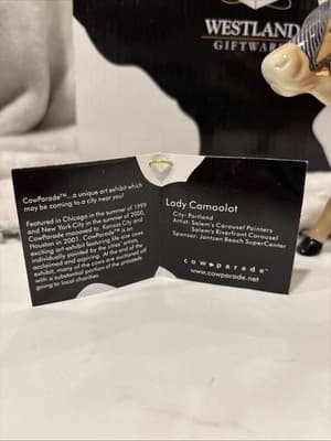 Cow Parade Lady Camoolot Cow Figurine #7315 Westland 2002 With Box + Tag - Thumbnail 3