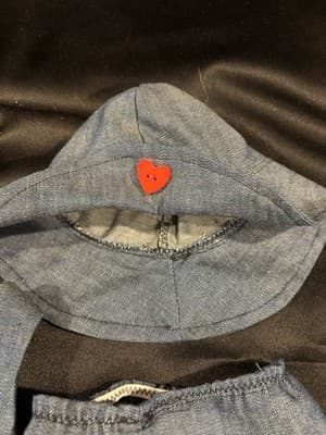 Vintage Girl Doll Set Denim Vest Pants Doll Clothes Jeans Handmade Hat For 18" - Thumbnail 2