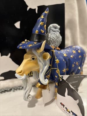 ✨ CowParade "Moolin The Wizard" 2003 #7286 – EXCELLENT w/ Original Box & Tag! - Thumbnail 3