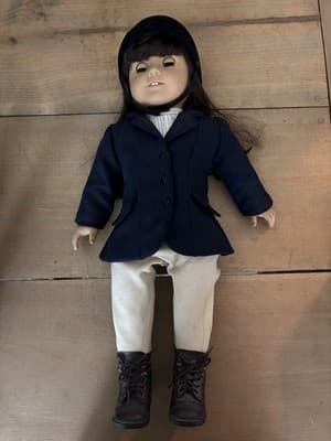 American Girl Doll In Gear Horseback Riding Outfit & Saddled Horse Beige - Thumbnail 2