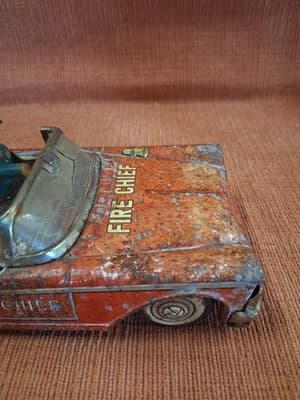 RARE VTG 1960 YONEZAWA JAPAN FRICTION BUICK ROADSTER FIRE CHIEF CAR approx 8.75" - Thumbnail 2