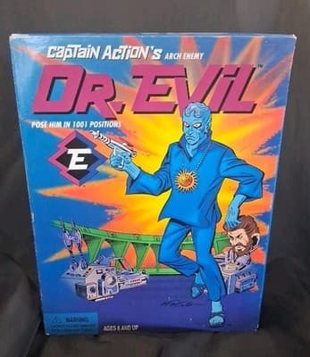 NIB Captain Actions Arch Enemy Dr. Evil 12” Action Figure 1998 Karl Art Fair Box
