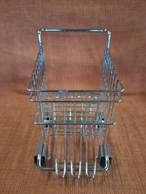 Miniature Metal Shopping Cart Grocery Display Doll Toy Chrome - Thumbnail 4