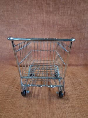 Miniature Metal Shopping Cart Grocery Display Doll Toy Chrome - Thumbnail 6