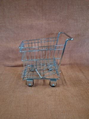 Miniature Metal Shopping Cart Grocery Display Doll Toy Chrome