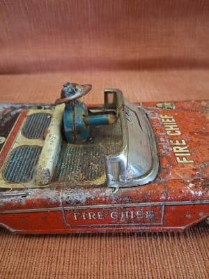RARE VTG 1960 YONEZAWA JAPAN FRICTION BUICK ROADSTER FIRE CHIEF CAR approx 8.75" - Thumbnail 3