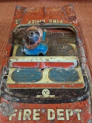 RARE VTG 1960 YONEZAWA JAPAN FRICTION BUICK ROADSTER FIRE CHIEF CAR approx 8.75" - Thumbnail 12