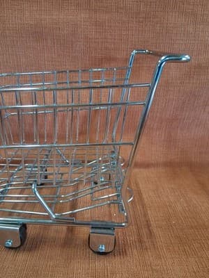 Miniature Metal Shopping Cart Grocery Display Doll Toy Chrome - Thumbnail 3