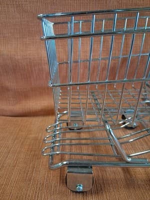 Miniature Metal Shopping Cart Grocery Display Doll Toy Chrome - Thumbnail 2