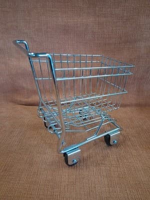 Miniature Metal Shopping Cart Grocery Display Doll Toy Chrome - Thumbnail 5
