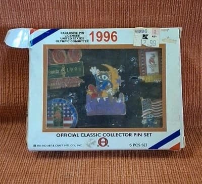 1996 ATLANTA OLYMPIC GAMES OFFICIAL CLASSIC COLLECTOR PIN SET FIVE PINS CASE #2