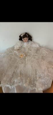 Porcelain Doll Bride White Wedding Dress & Veil Venice Collection Handmade