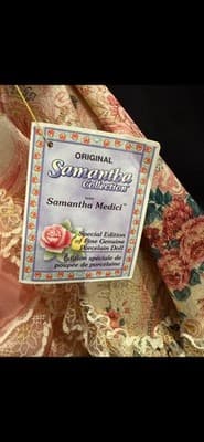 Samantha Medici Porcelain Doll Handmade Pink Floral Dress With Box - Thumbnail 4