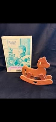 Vtg Robert Raikes Nursery Miniature Rocking Horse Bear Brown Wooden Furniture