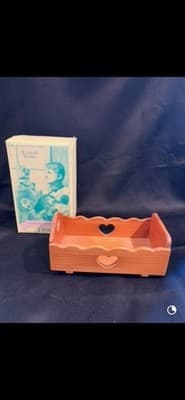 Vtg Robert Raikes Nursery Miniature Rocking Crib Bear Brown Wooden Furniture