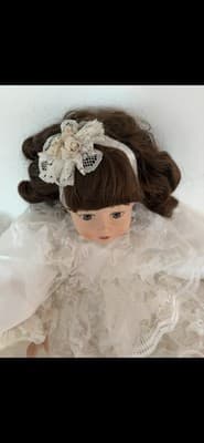 Porcelain Doll Bride White Wedding Dress & Veil Venice Collection Handmade - Thumbnail 2