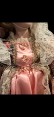Samantha Medici Porcelain Doll Handmade Pink Floral Dress With Box - Thumbnail 6