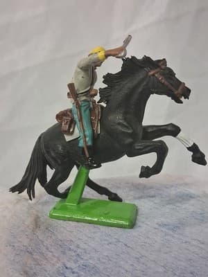 Britains Ltd Confederate Cavalryman With Pistol Plastic Figure 1971 China - Thumbnail 2