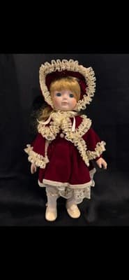 Dynasty Doll Collection Porcelain Doll Cute Red And White Outfit - Thumbnail 3