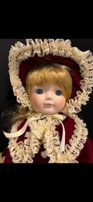 Dynasty Doll Collection Porcelain Doll Cute Red And White Outfit - Thumbnail 2