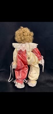 Noble Porcelain Clown Doll Hand Painted Flowers With Pink Outfit Collectible - Thumbnail 4