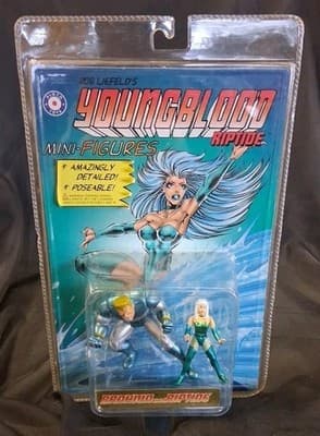 Youngblood Vintage 1995 Mini-Figures Brahma and Riptide Placo Sealed Rob Liefeld