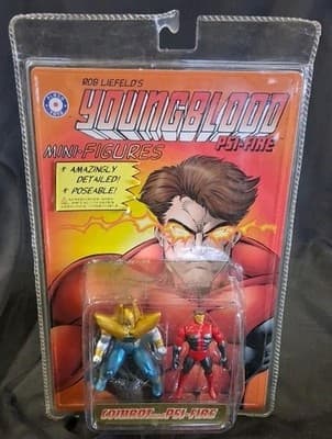 1995 Placo Toys Rob Liefeld Youngblood Combat and Psi-Fire Mini-Figures NIP