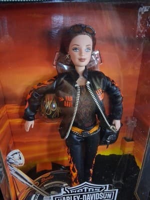 Harley Davidson Motorcycle Flames Red Head Barbie 29207 #5 Mattel 2000 New! - Thumbnail 4