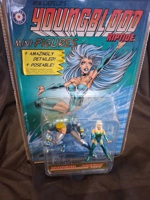 Youngblood Vintage 1995 Mini-Figures Brahma and Riptide Placo Sealed Rob Liefeld - Thumbnail 2