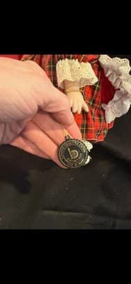 Brinn's 1989 Doll 12" Red Plaid Dress Porcelain used w/box - Thumbnail 5