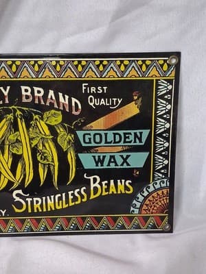 11.5"×7" Butterfly Brand Wax Stringless Beans Sign Heavy - Thumbnail 3