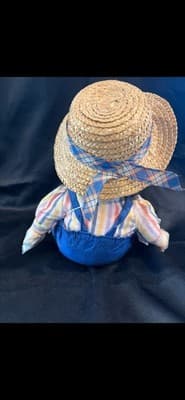 VINTAGE 1980 15” ICE CREAM Beige YARN Hair DOLL OVERALLS Sleepy Eyes J Shin - Thumbnail 3