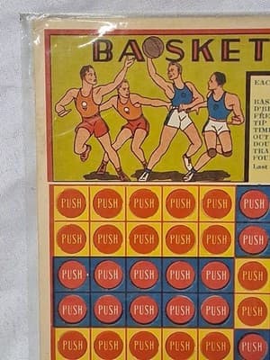 Vintage Basketball Punch Board Card Game, Unpunched, Nice, by Brady In Plastic🏀 - Thumbnail 2