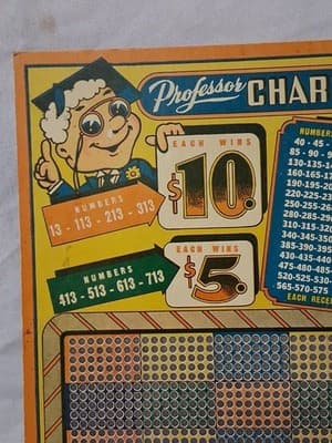 Vintage "Professor Charley" 25-Cent 1000 Hole 12" Punch Board Game #2 With Rules - Thumbnail 2