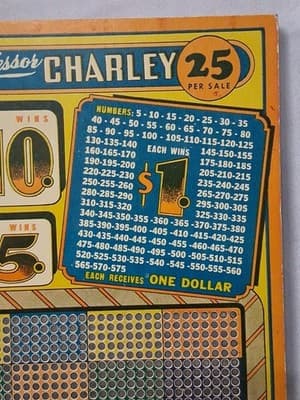 Vintage "Professor Charley" 25-Cent 1000 Hole 12" Punch Board Game #2 With Rules - Thumbnail 3