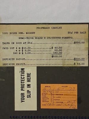 Vintage "Professor Charley" 25-Cent 1000 Hole 12" Punch Board Game #2 With Rules - Thumbnail 10