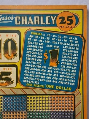 Vintage "Professor Charley" 25-Cent 1000 Hole 12" Punch Board Game #1 - Thumbnail 3